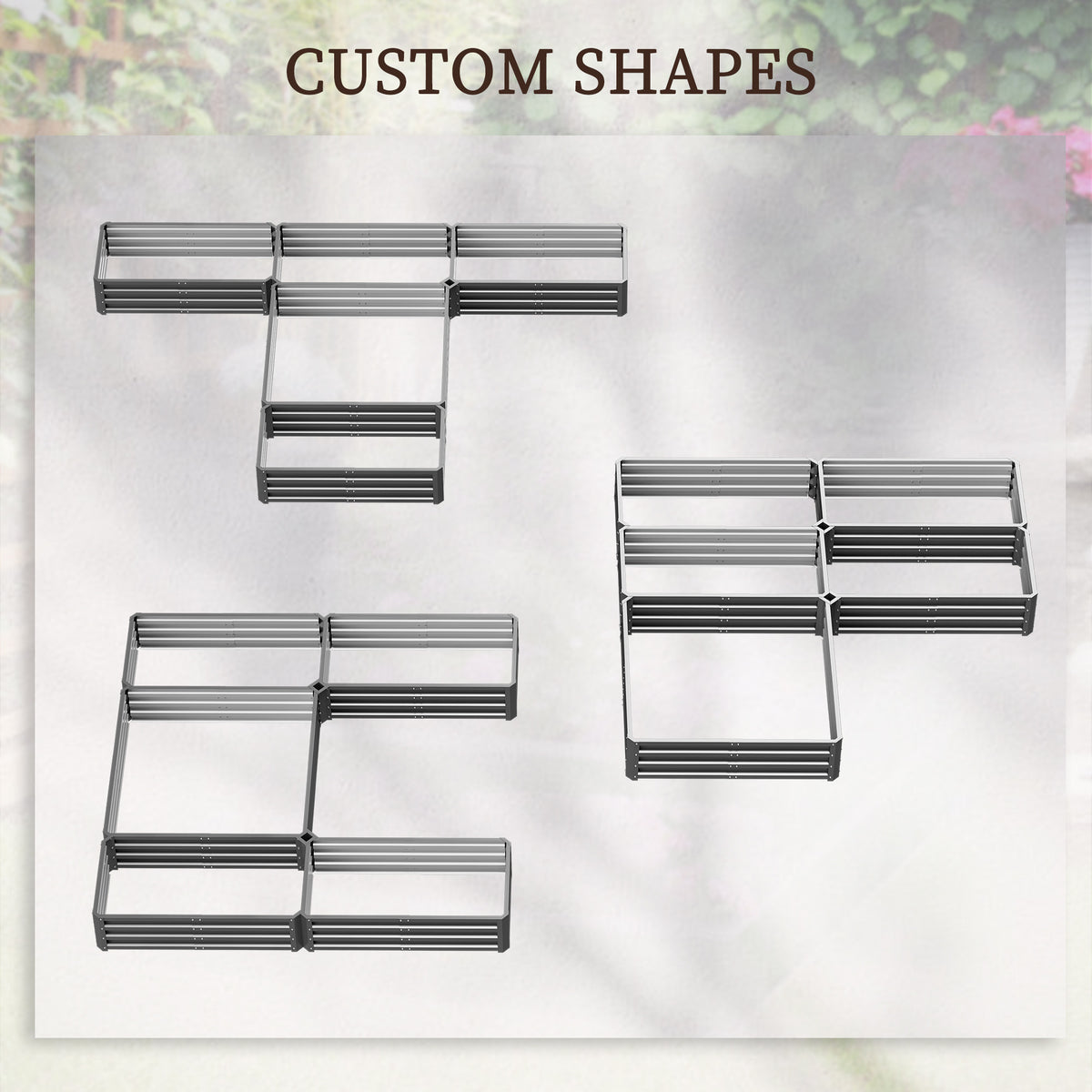 Raised Steel Garden Beds Set of 5 Large Planters