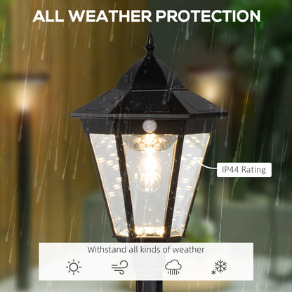 196cm Solar Outdoor Motion Sensor Floor Lamp Black