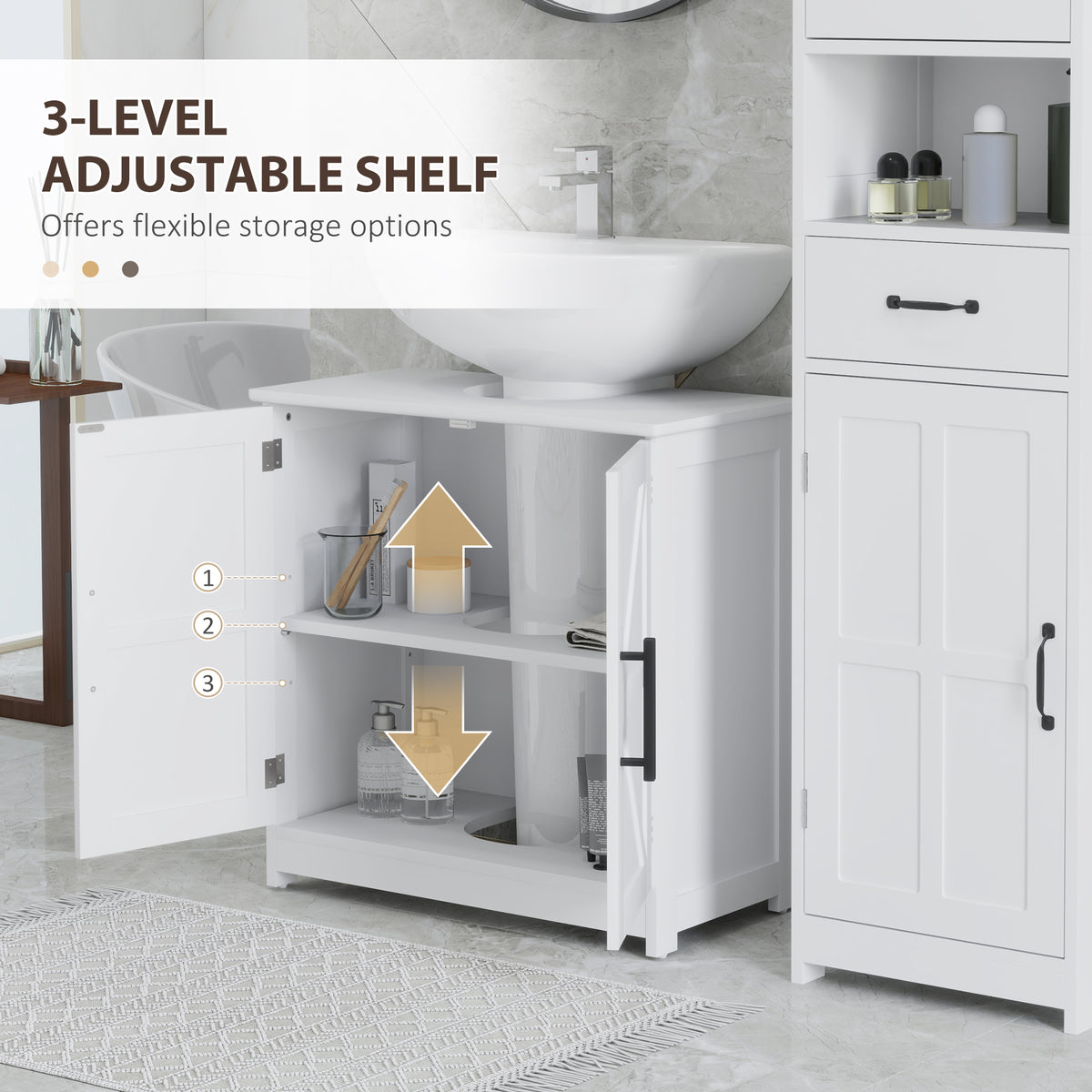 Farmhouse Pedestal Sink Storage Cabinet Barn Doors