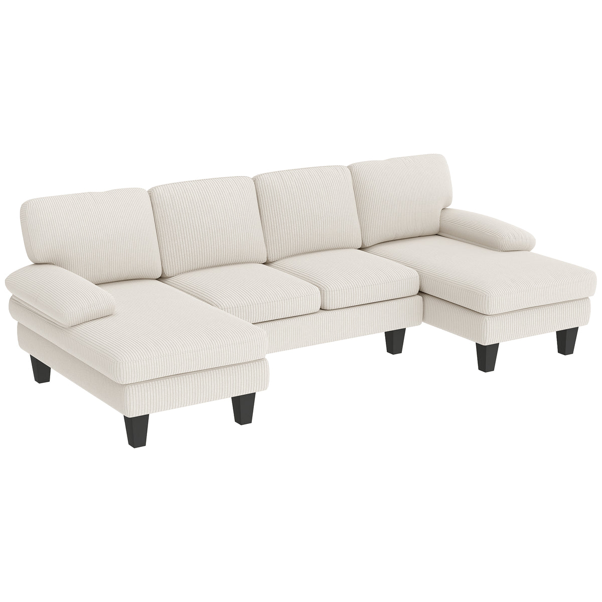 Sofá seccional en U con doble sillón de terciopelo de pana