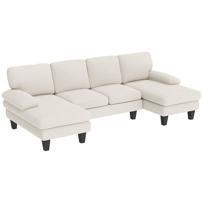 Sofá seccional en U con doble sillón de terciopelo de pana