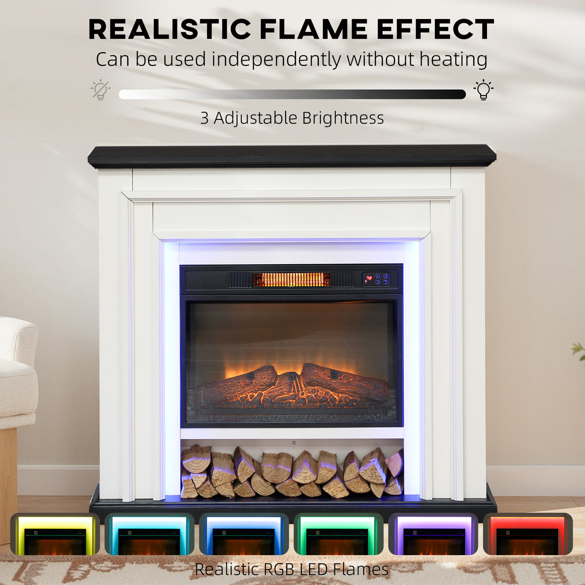 Chimenea eléctrica con repisa de 105 cm