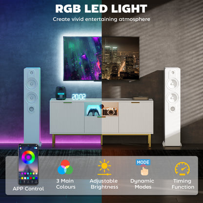 Modern TV Stand with RGB LED Lighting and Storage