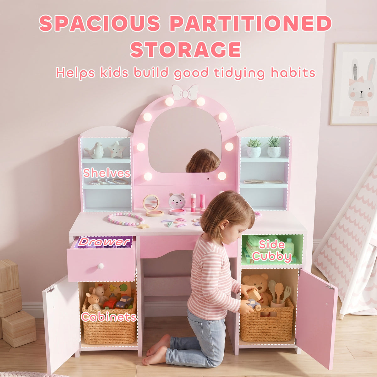 Kids Vanity Set with Lighted Mirror