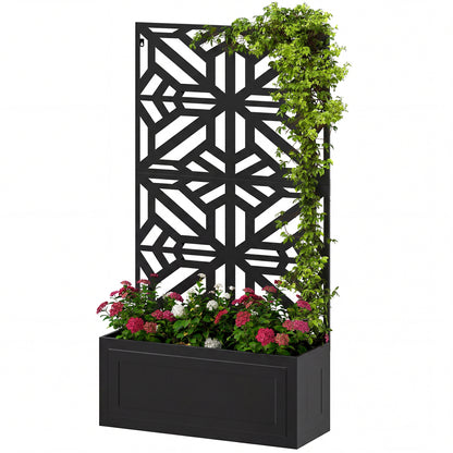 Jardinera elevada con celosía y panel de privacidad