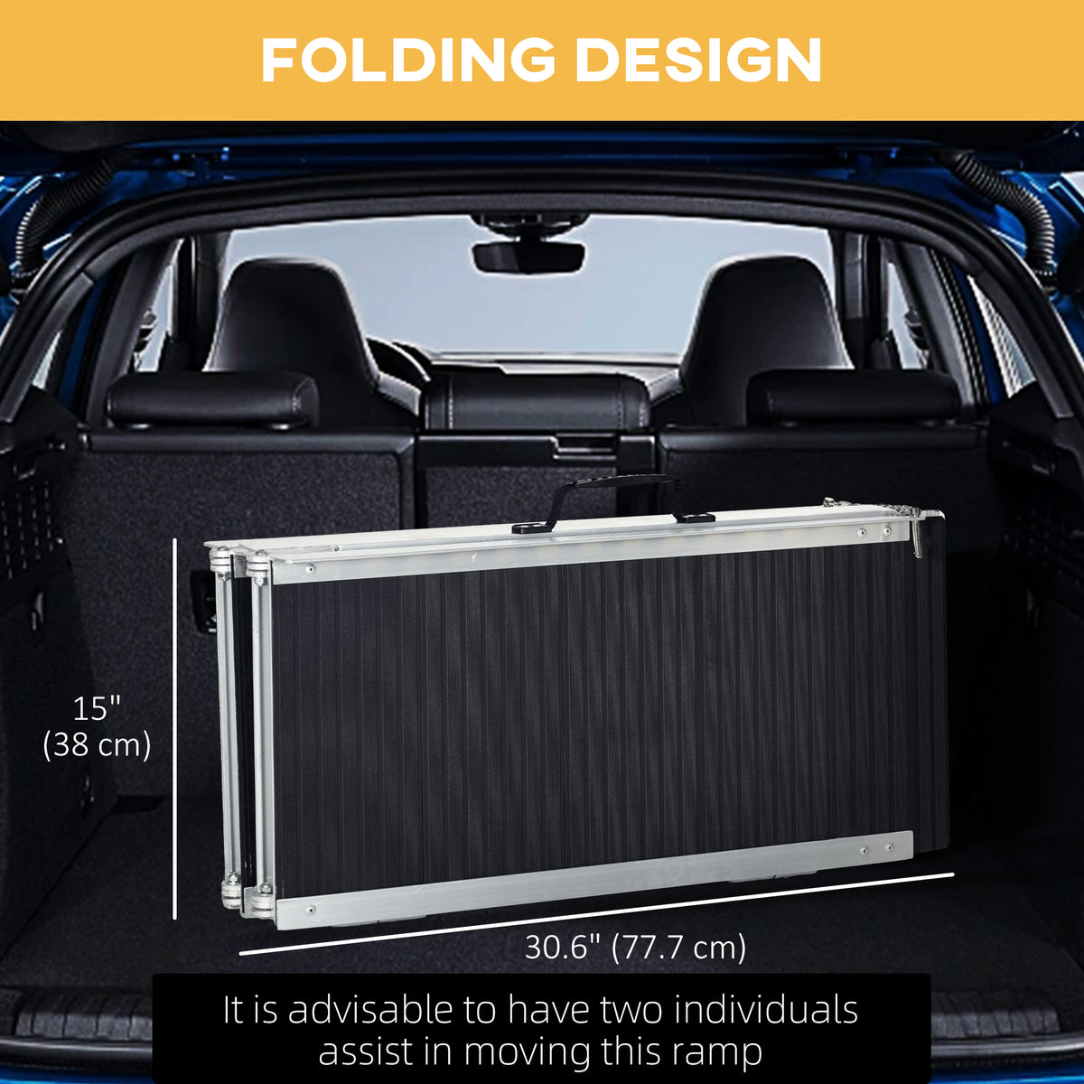 Folding Aluminum Wheelchair Ramp 5ft — black