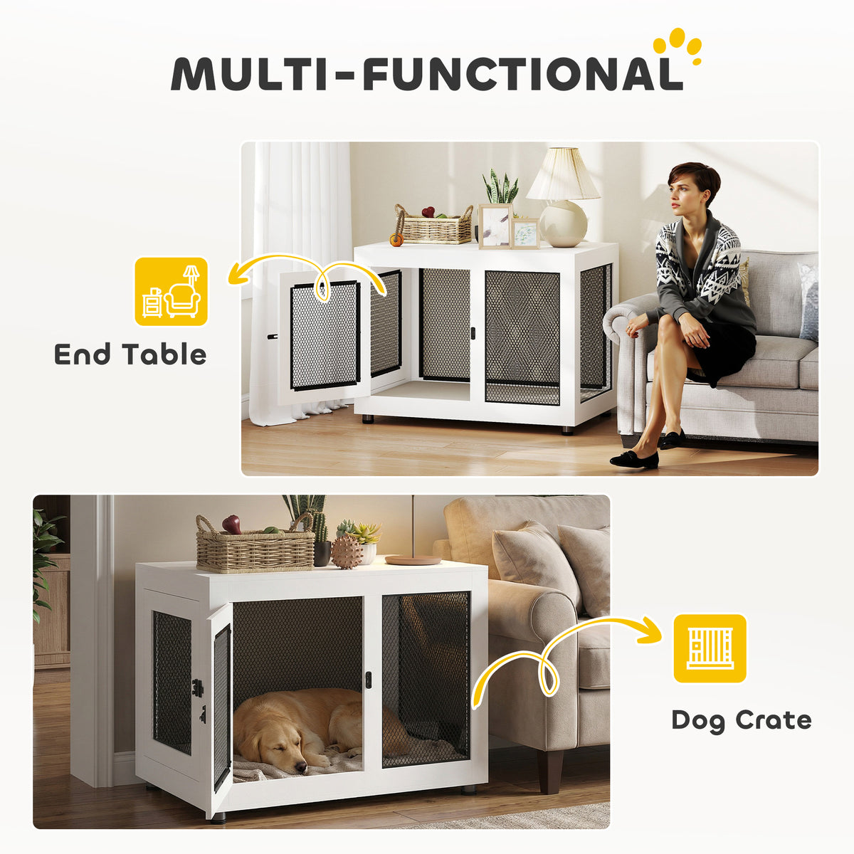 Dog Crate End Table Water-Resistant Cushion