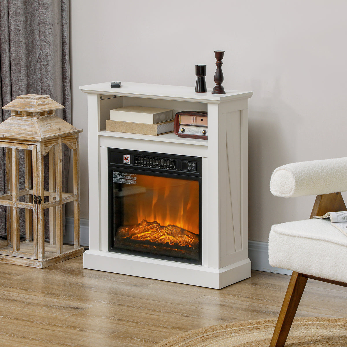 27" Electric Fireplace with Mantel and Thermostat