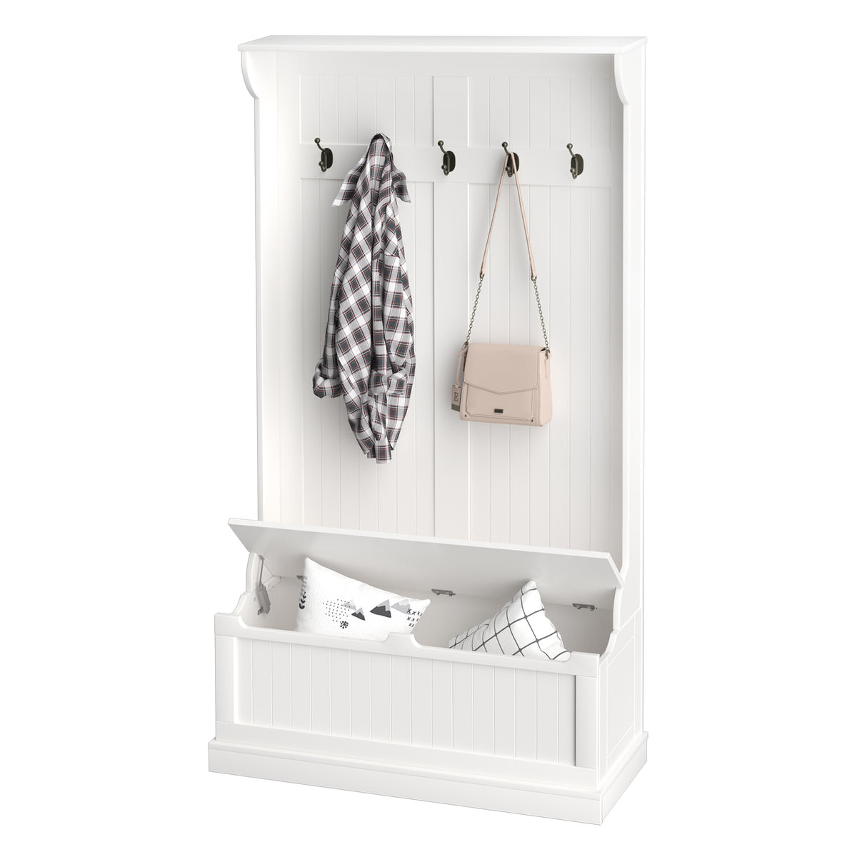 3-in-1 Hall Tree with Bench, Storage and Coat Rack