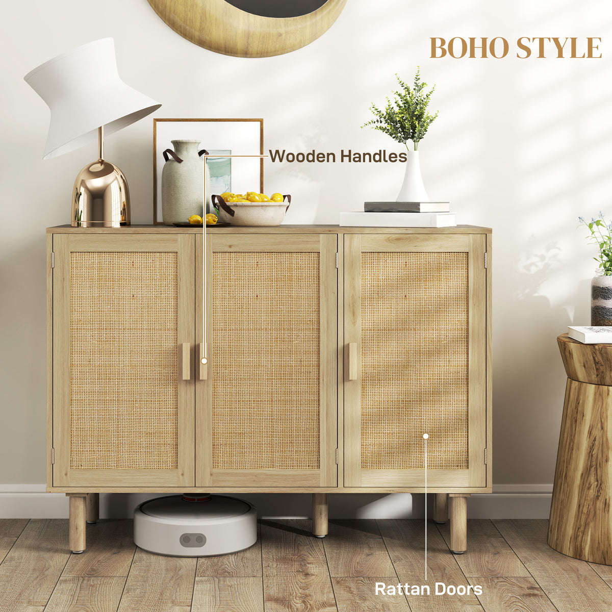 Bohemian rattan sideboard buffet