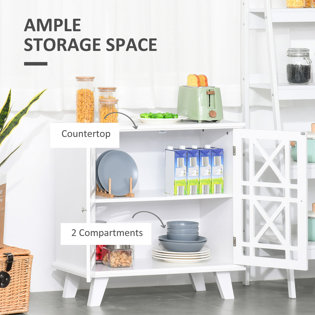 Storage Cabinet with Fretwork Doors and Shelf