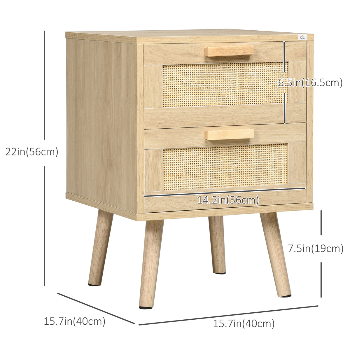 Nightstand Set Boho Design 2 Drawers Set
