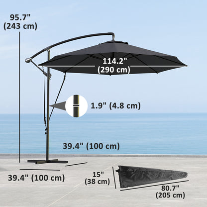 Offset Cantilever Umbrella 360° Rotating with Cross Base