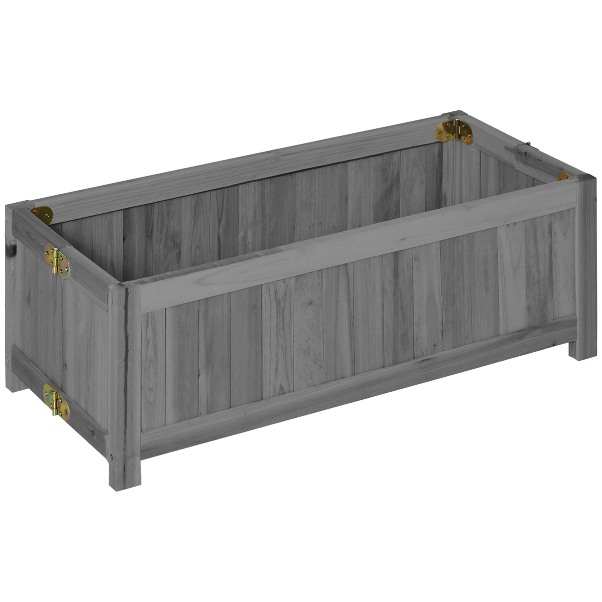 Foldable elevated wooden planter box for vegetables and herbs