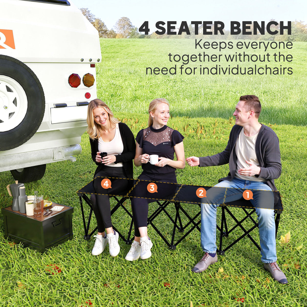 Portable Folding 6-Seat Bench for Camping and Sports