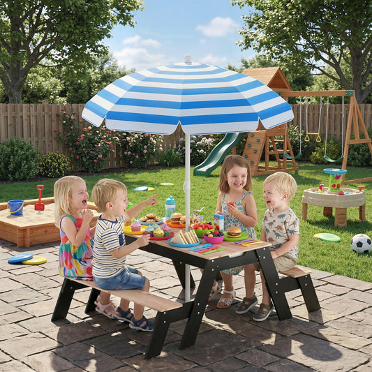 Kids 3-in-1 Picnic Table with Umbrella