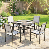 5-Piece Outdoor Dining Set with Shelf and Umbrella Hole