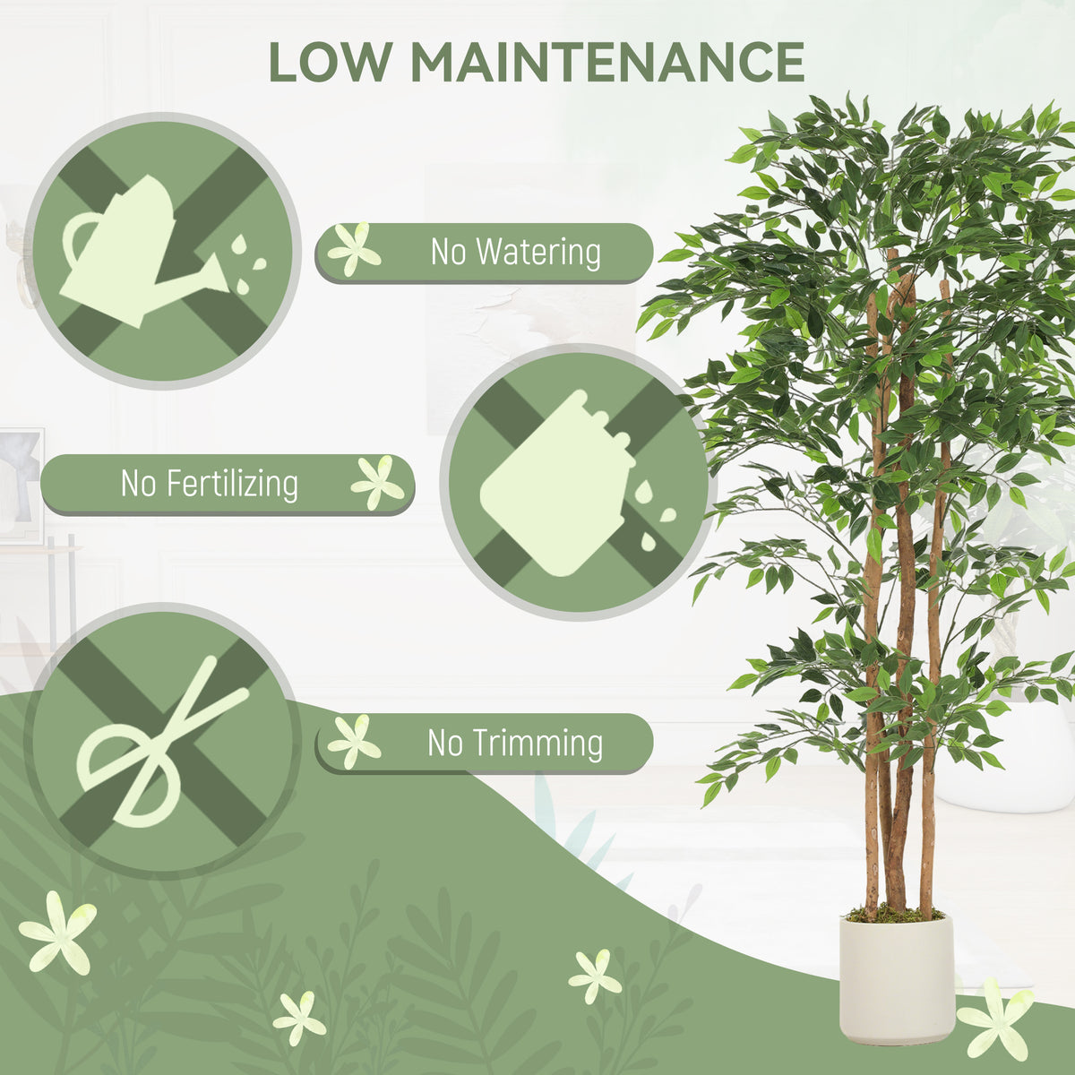 Artificial banyan tree realistic foliage — Set of 2