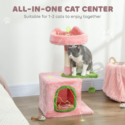 Cat Tree Tower 28" with Plush Bed — Pink