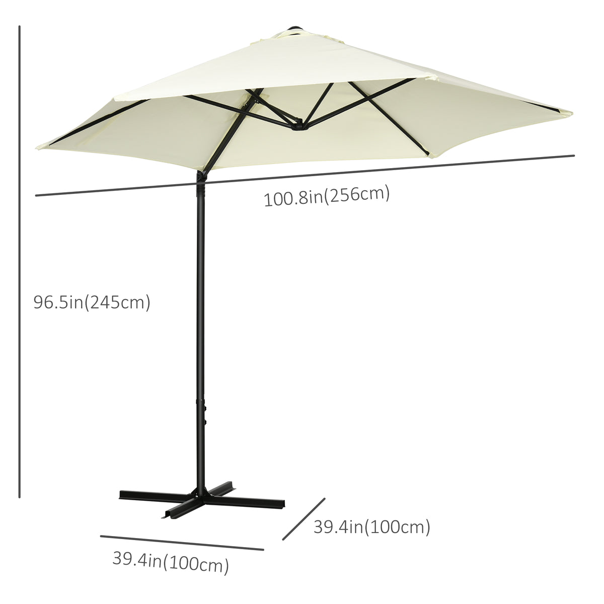 Sombrilla excentrada cantilever de 8,5 pies con base