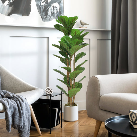 Artificial fiddle leaf fig tree adjustable branches