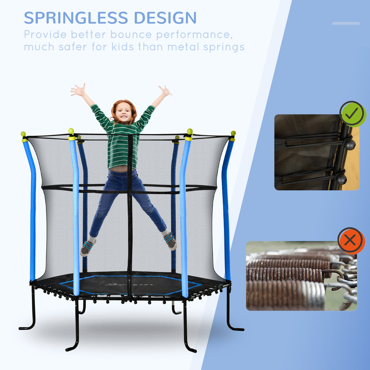 Kids Indoor Trampoline with Safety Enclosure Net