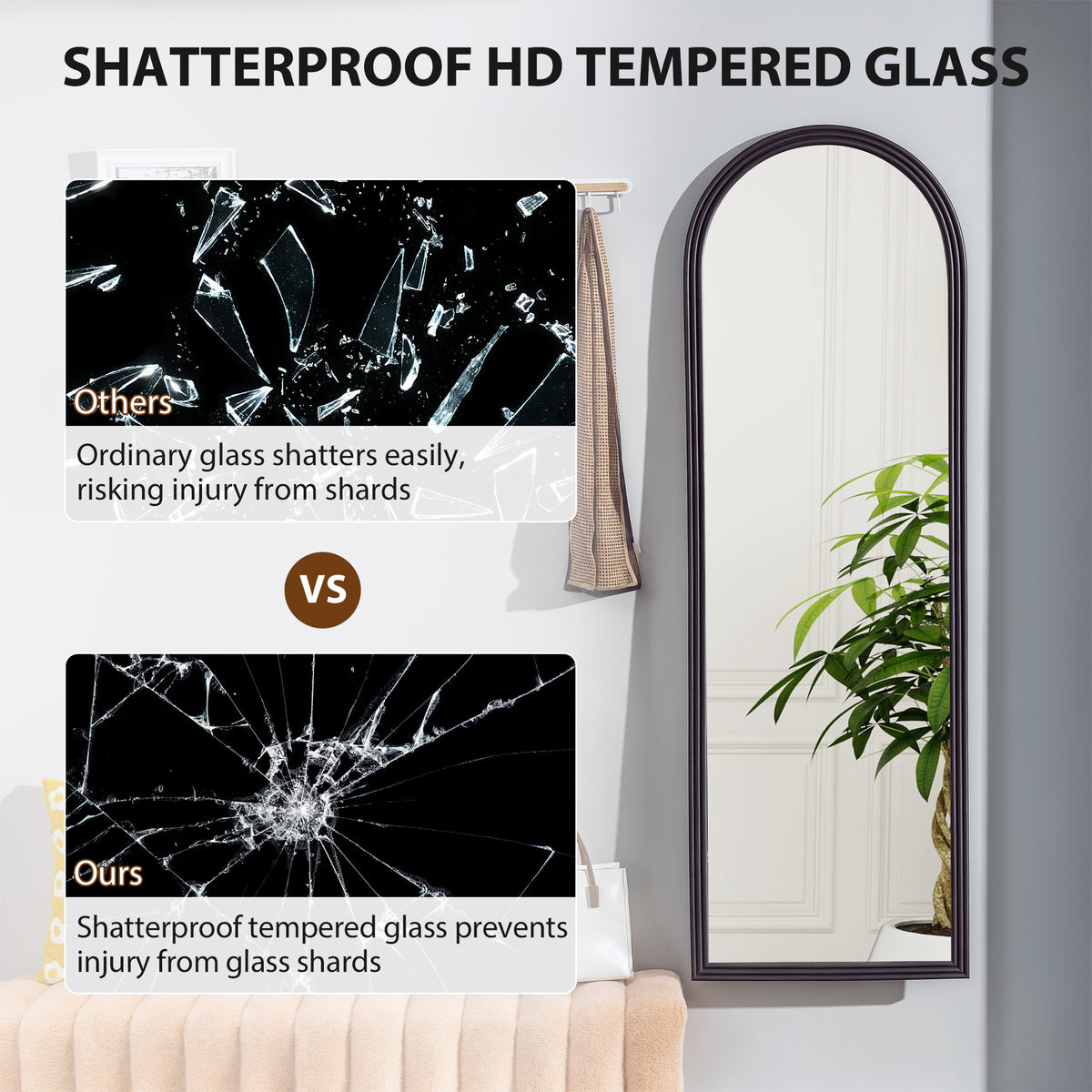 Arched Full Length Standing Mirror 64 inches