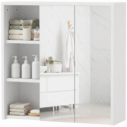 Bathroom medicine cabinet with mirror and open shelves