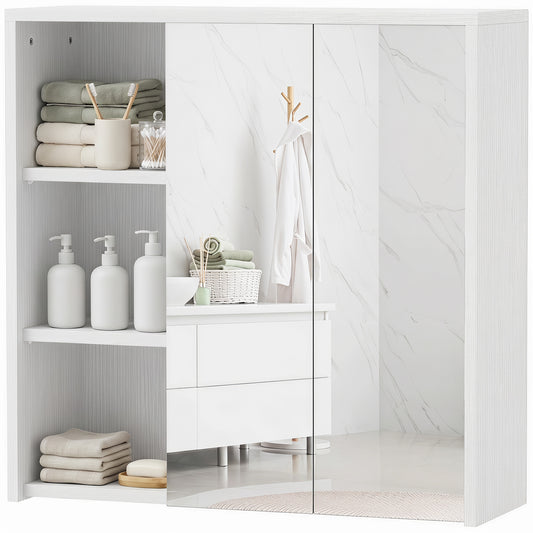 Bathroom medicine cabinet with mirror and open shelves