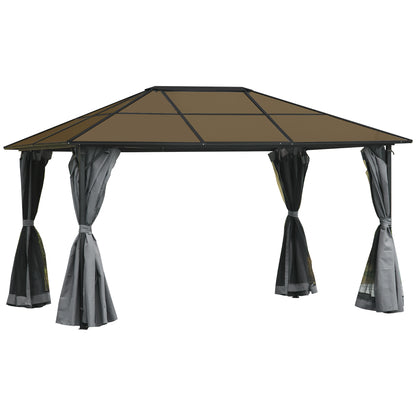 Hardtop Aluminium Gazebo with Curtains and Mesh Screens