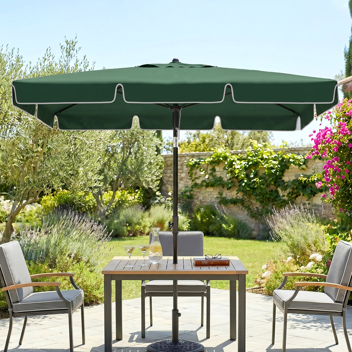 Rectangle Patio Umbrella 198 x 130 cm Tilting Aluminum