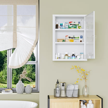 Lockable wall-mounted steel medicine cabinet