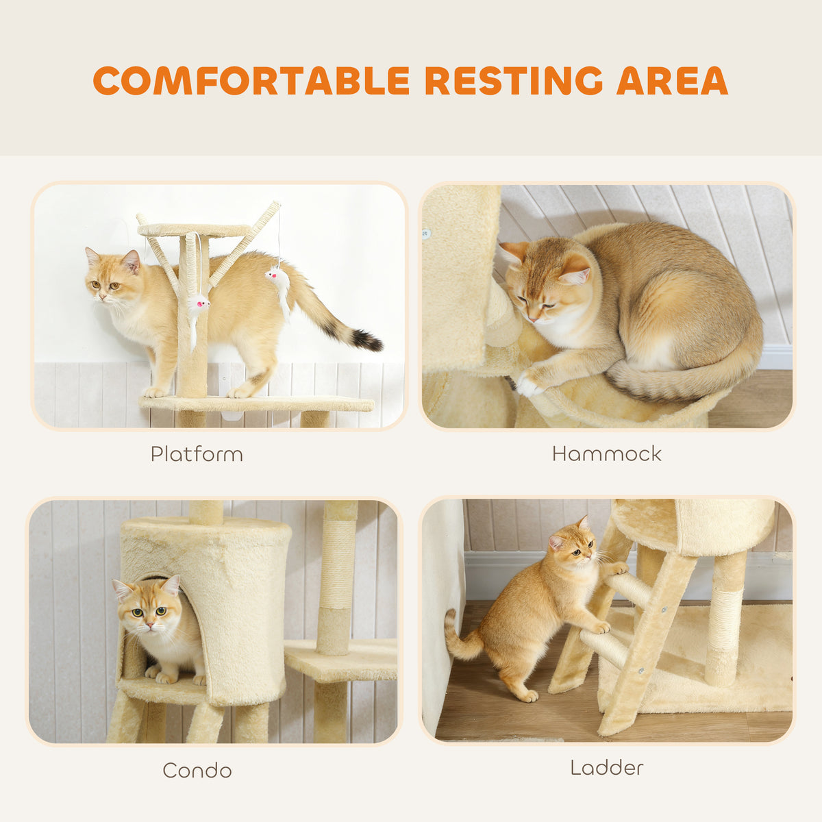 Multi-Level Cat Tree Tower with Scratching Posts