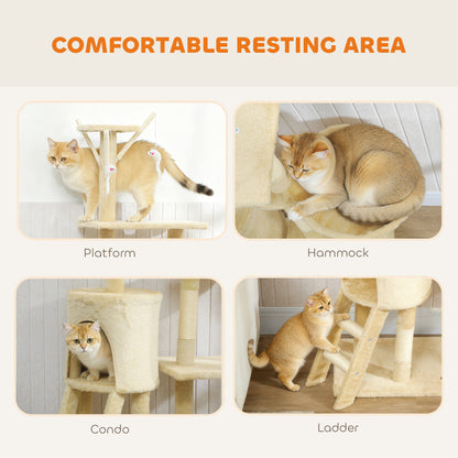 Multi-Level Cat Tree Tower with Scratching Posts
