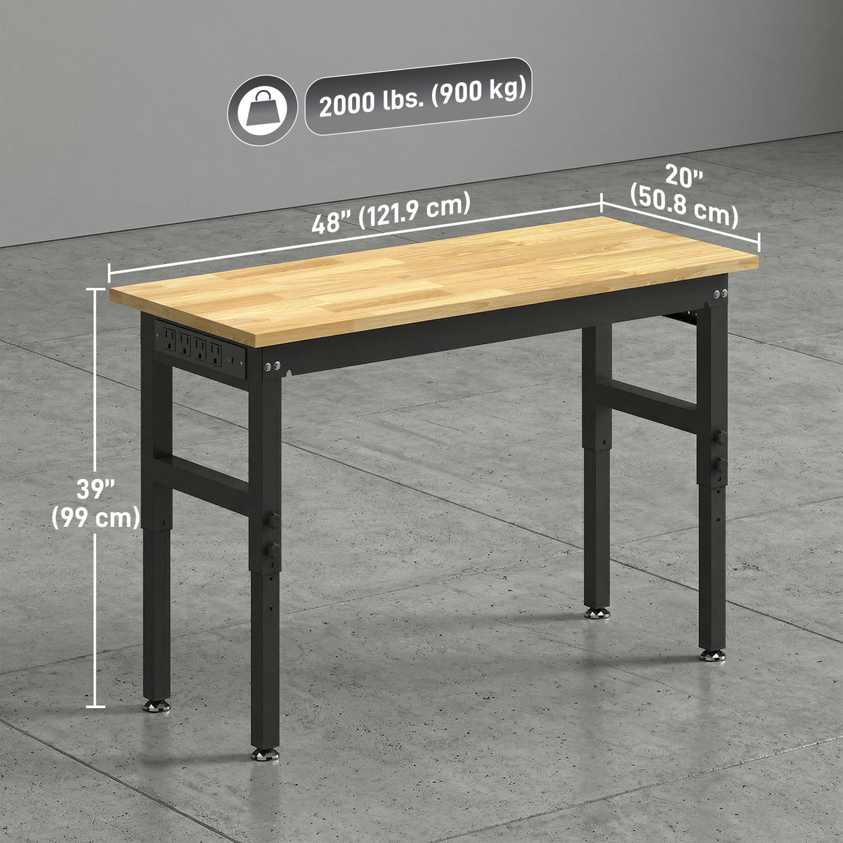 Heavy-Duty Adjustable Workbench 60 in — 2000 lbs Capacity