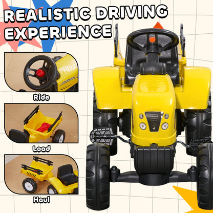 Tractor excavadora para niños con remolque
