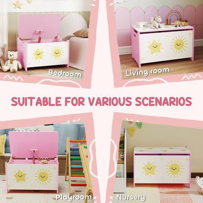Toy storage chest with safety hinge lid