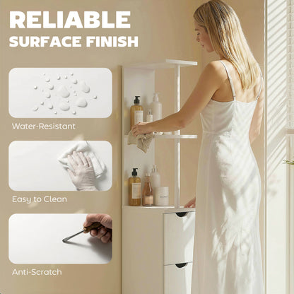 Tall Narrow Bathroom Storage Cabinet — white