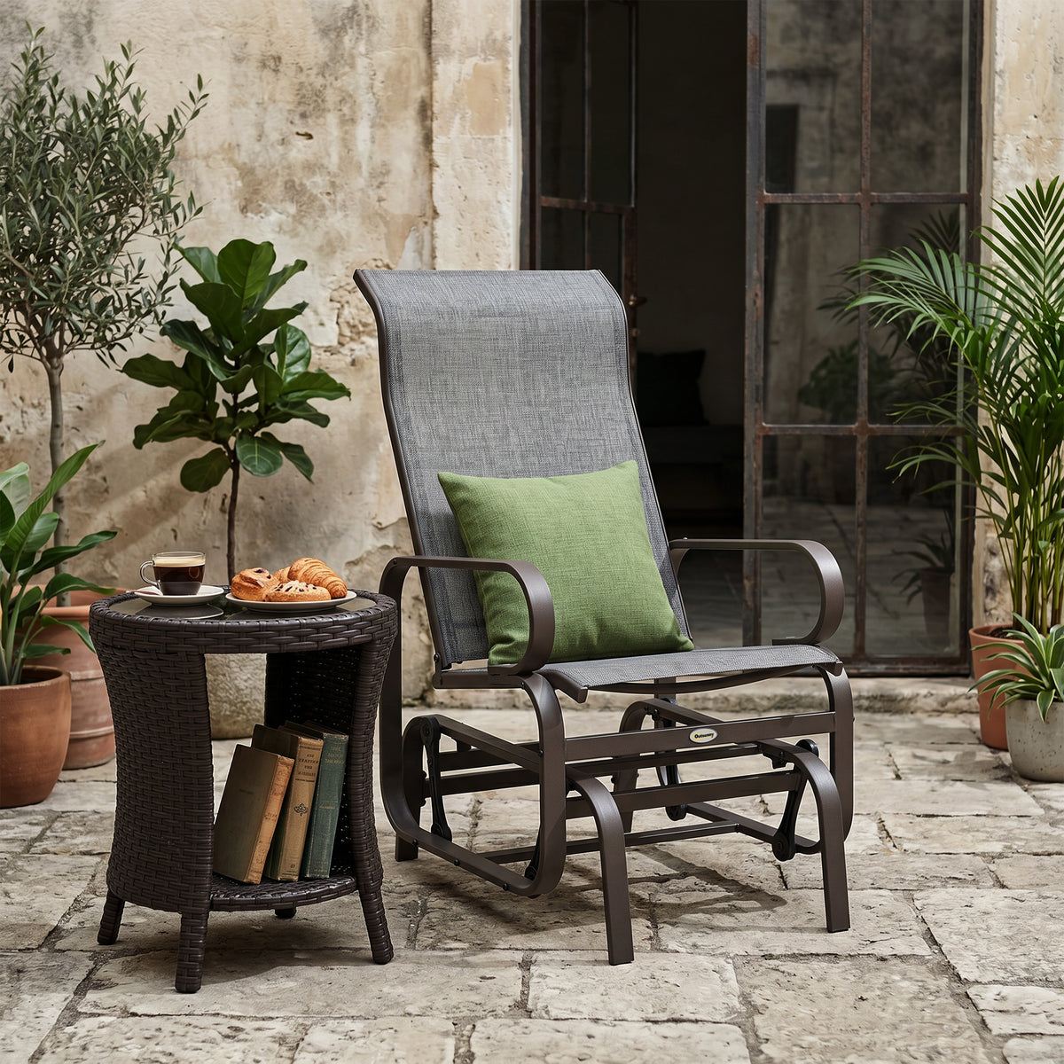 Patio Glider Chair with Breathable Mesh Fabric
