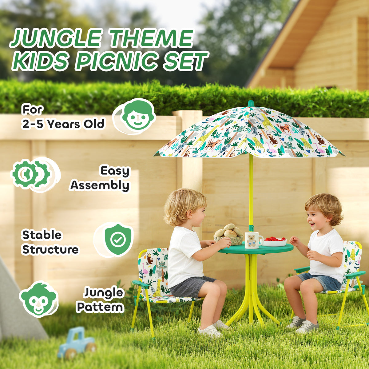 Conjunto de mesa de pícnic y sillas para niños — Lote de 4