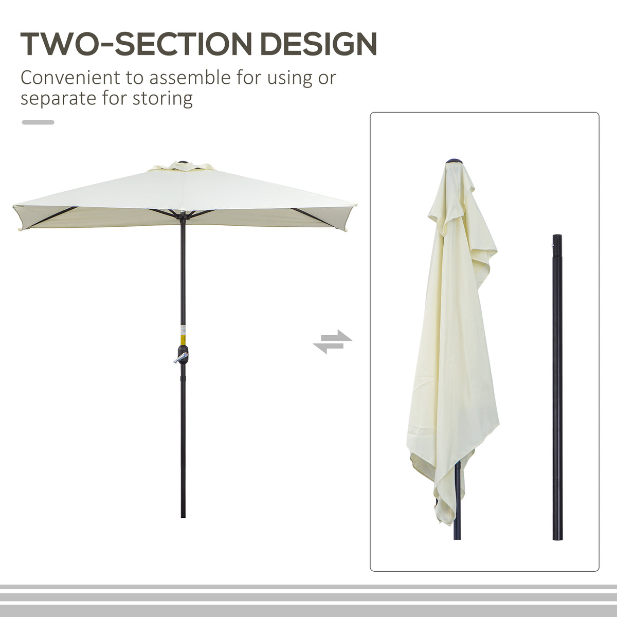 8 ft Half-Round Balcony Patio Umbrella with Crank