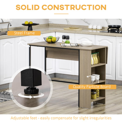 Extendable Bar Table with Adjustable Storage Shelves