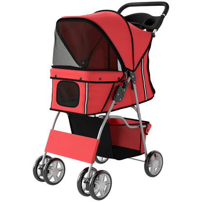 Cochecito plegable para mascotas con ruedas giratorias