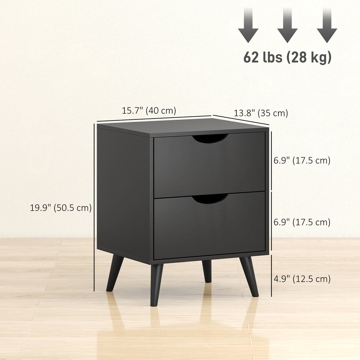 Modern bedside tables set of 2 drawers