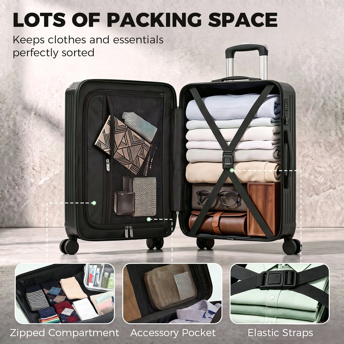 Maleta rígida 61 cm protección de esquinas cerradura TSA