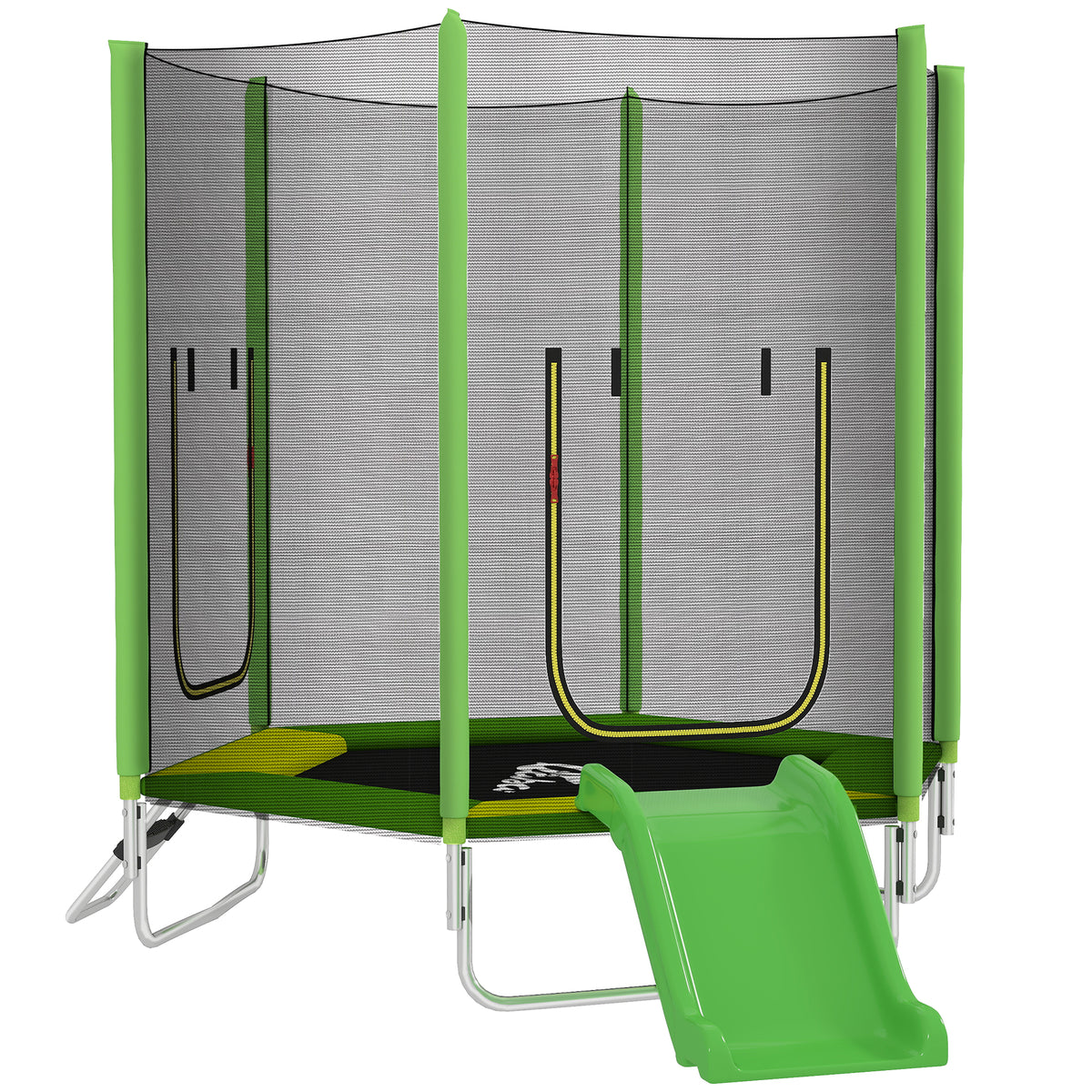 Kids Trampoline with Safety Net and Slide 215 x 193 x 202 cm