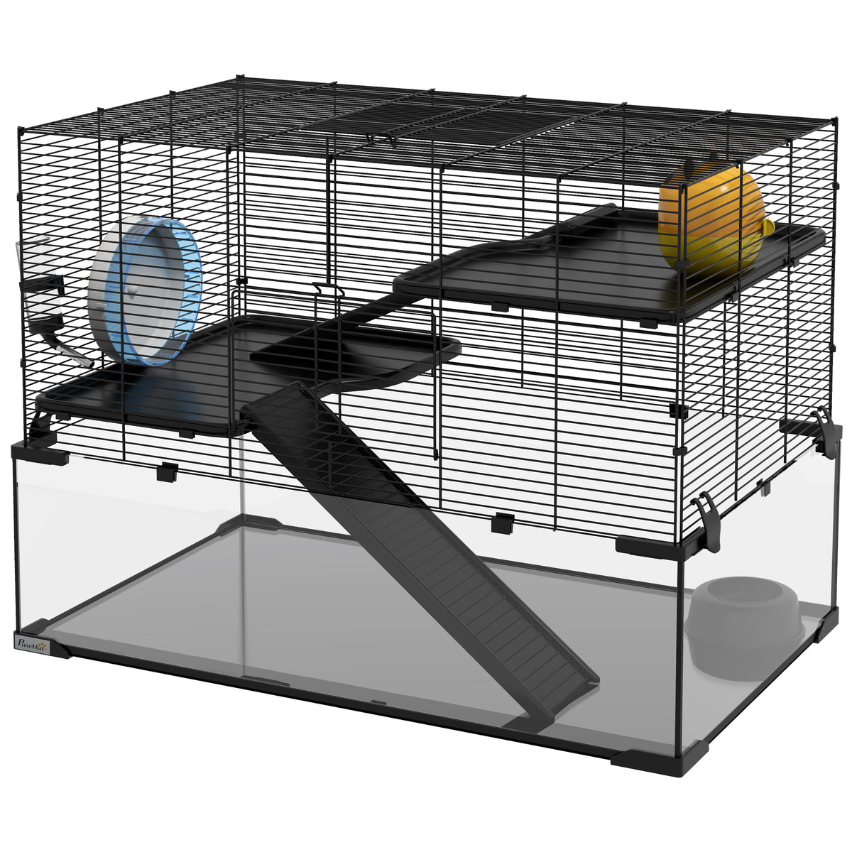 Three-Tier Hamster Cage with Glass Basin