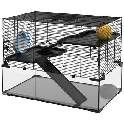 Three-Tier Hamster Cage with Glass Basin