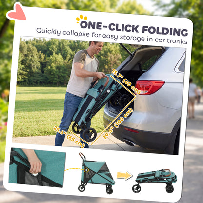 Foldable dog stroller with suspension