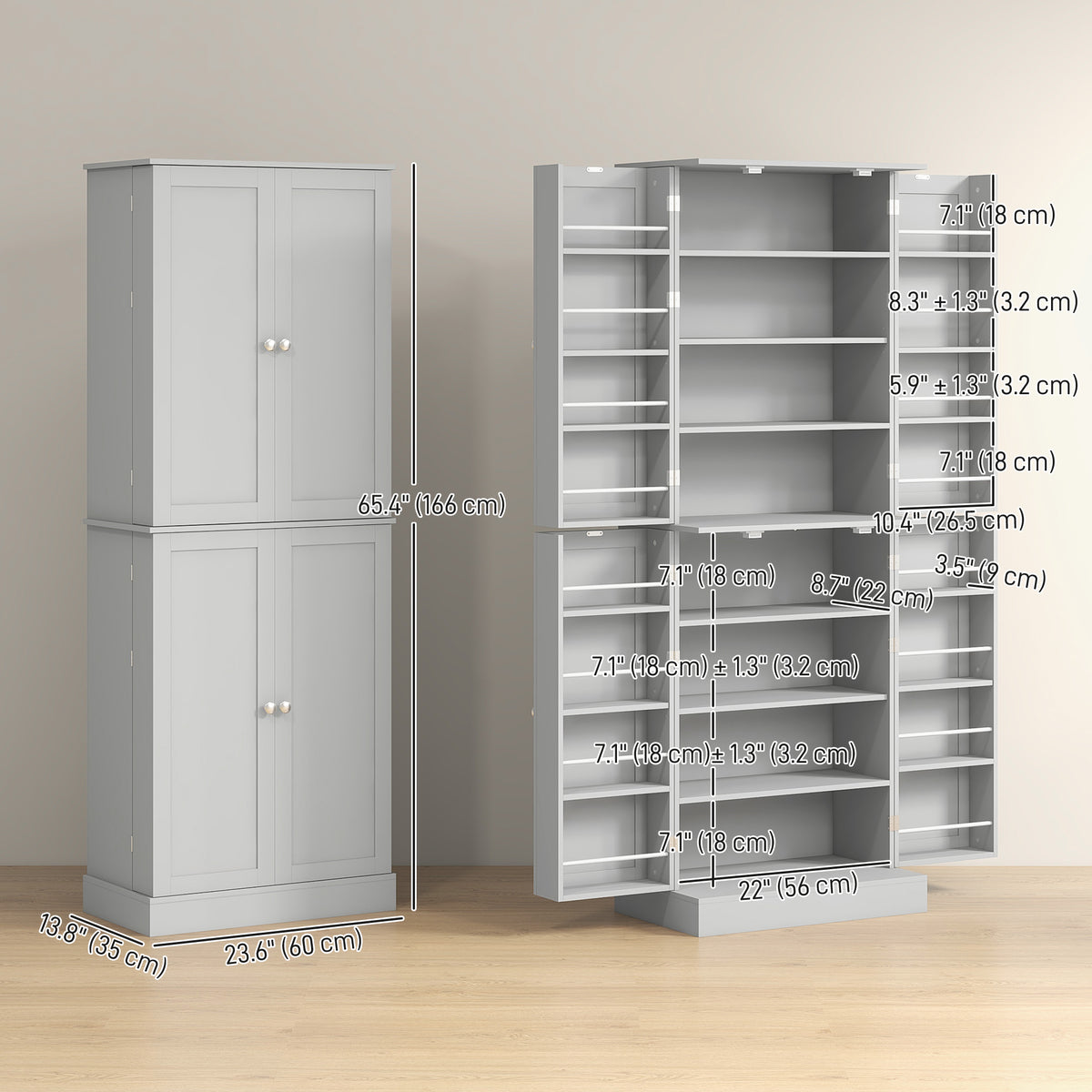 Armario de cocina 8 estantes 4 puertas